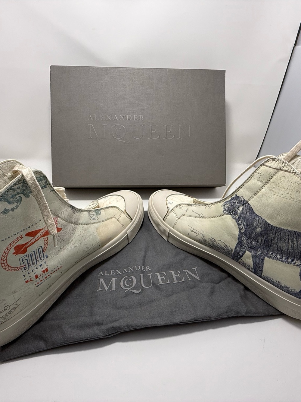 Alexander McQueen Cream High-Top Graphic-Print Sneakers